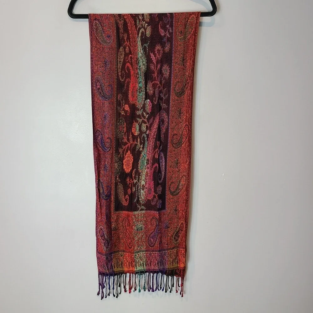 Sacred Threads Soft Scarf Fringe Patchwork Paisley Boho Art Gypsy 70